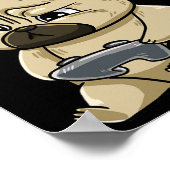 Gaming Pug Pew Gamepad Cute Hob Poster (Ecke)