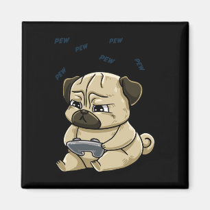 Gaming Pug Pew Gamepad Süße Hobbys  Magnet