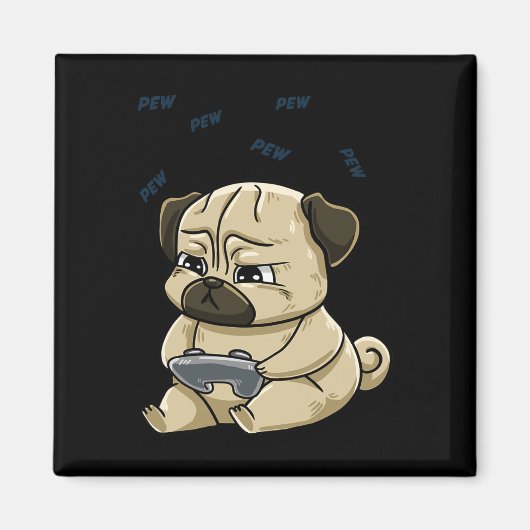 Gaming Pug Pew Gamepad Süße Hobbys  Magnet (Vorne)