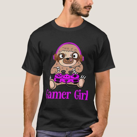 Gaming Sloth Holding Controller T-Shirt (Vorderseite)