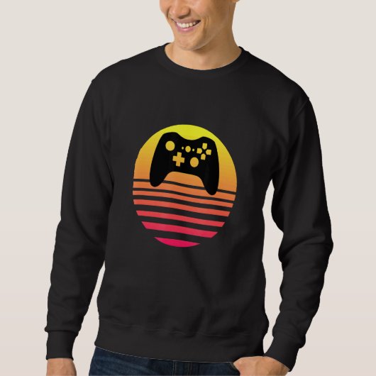 Gaming Sunset Joystick Novelty Vintag Retro Class Sweatshirt (Vorderseite)