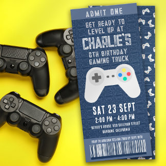 Gaming Truck Ticket Geburtstagsparty Einladung