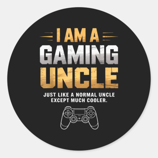 Gaming Uncle Cooler Than Normal Uncle For Mens Boy Runder Aufkleber (Vorderseite)