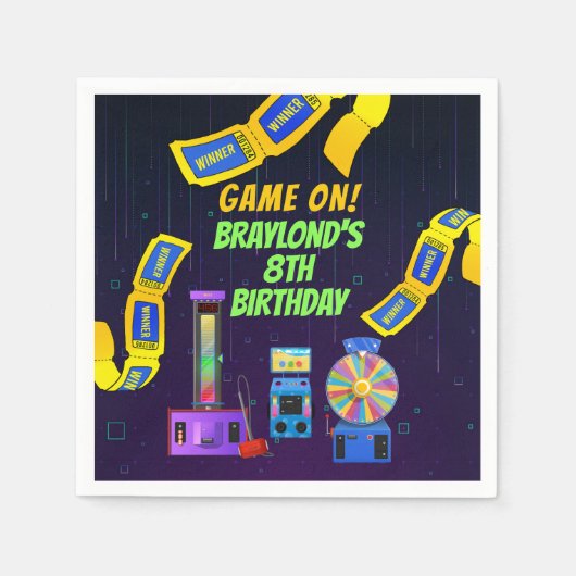 Gaming- und Arcade-Geburtstag Serviette (Vorderseite)