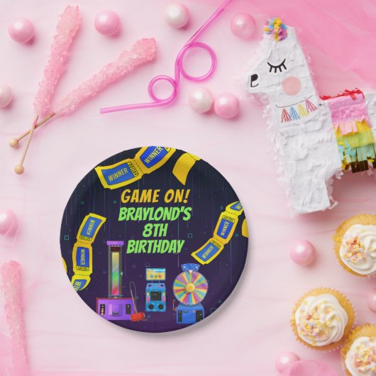 Gaming und Arcade zum Geburtstag Pappteller (Party)