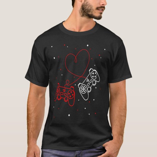 Gaming Valentine Video Games Funny Gamers Cute Hea T-Shirt (Vorderseite)
