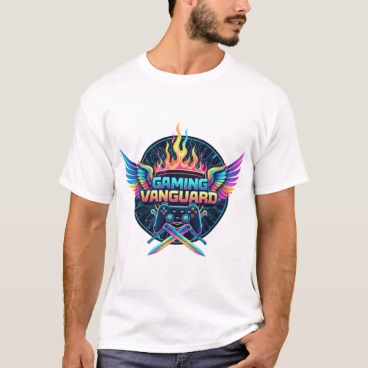 Gaming Vanguard Neon Crest T-Shirt | Futuristic Ga (Vorderseite)