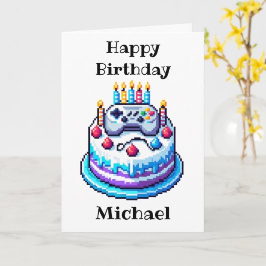 Gaming Vibes Personalisiert Geburtstag Karte (Gelbe Blume)