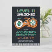 Gaming Video Games Level Unlock Gamer Geburtstag Einladung (Stehend Vorderseite)