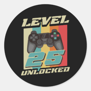 Gaming Vintag 25. Geburtstag Geschenk 25 Jahre alt Runder Aufkleber