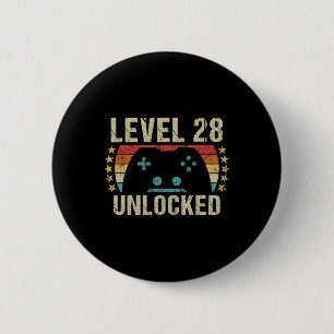 Gaming Vintag 28. Geburtstagsgeschenk 28 Jahre alt Button