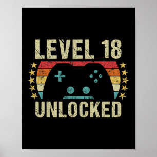 Gaming Vintage 18. Geburtstagsgeschenk 18 Jahre al Poster