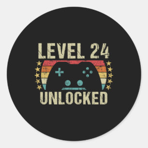 Gaming Vintage 24. Geburtstagsgeschenk 24 Jahre al Runder Aufkleber