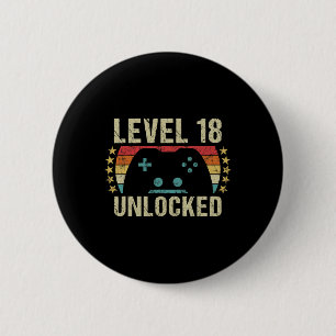 Gaming-Vintage-Geschenk zum 18. Geburtstag 18-jähr Button