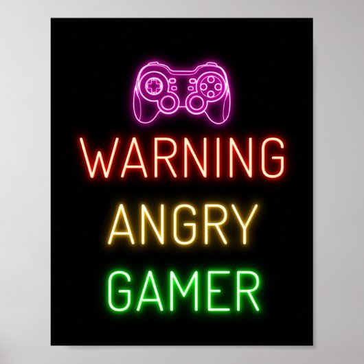 Gaming Warning Angry Gamer Poster (Vorne)