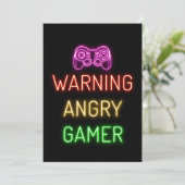 Gaming Warning Angry Gamer Save The Date (Stehend Vorderseite)