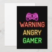Gaming Warning Angry Gamer Save The Date (Vorne/Hinten)