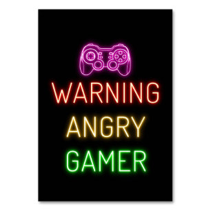 Gaming Warning Angry Gamer Tischnummer