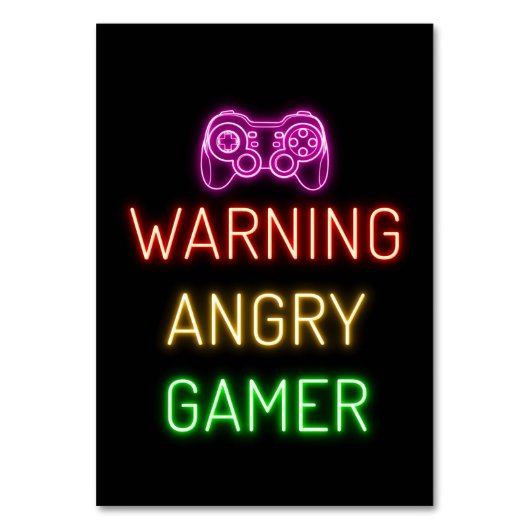 Gaming Warning Angry Gamer Tischnummer (Vorderseite)
