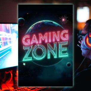 Gaming Zone Moderner Weltraum Planeten Poster