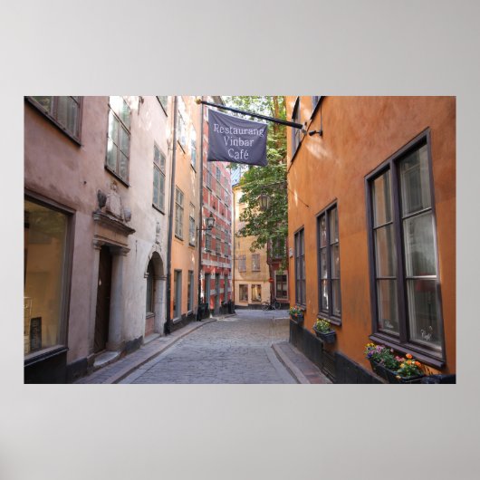 Gamla Stan, Stockholm, Schweden; Pastels Cobblesto Poster (Vorne)