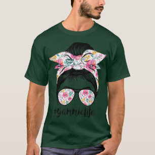 Gammie Life Messy Hair Bun Floral Women Mütter Da T-Shirt