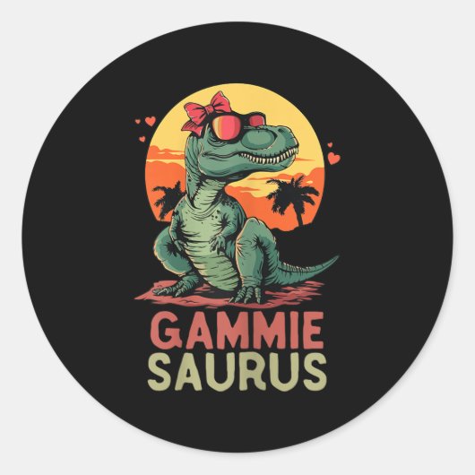 Gammiesaurus Dino Dinosaur Gammie-saurus T-rex Spa Runder Aufkleber (Vorderseite)