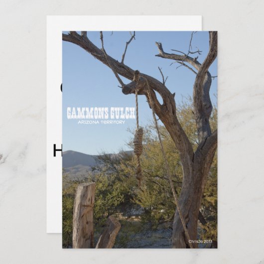 Gammons Gulch Old West Hanging Tree Hangman Einladung (Vorne/Hinten)