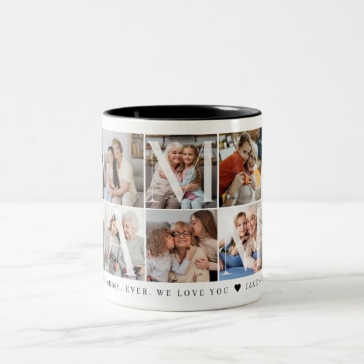 Gammy Collage, 10 Foto Grid, Geschenk für Oma Zweifarbige Tasse (Mittel)