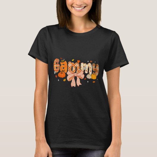 Gammy Pumpkin Fall Coquette Bow Thanksgiving  T-Shirt (Vorderseite)