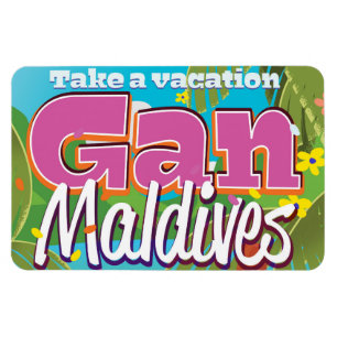 Gan Maldives Insel Vintage Reise Poster Kunst. Magnet