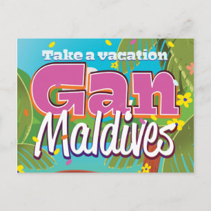 Gan Maldives Insel Vintage Reiseposter Kunst. Postkarte