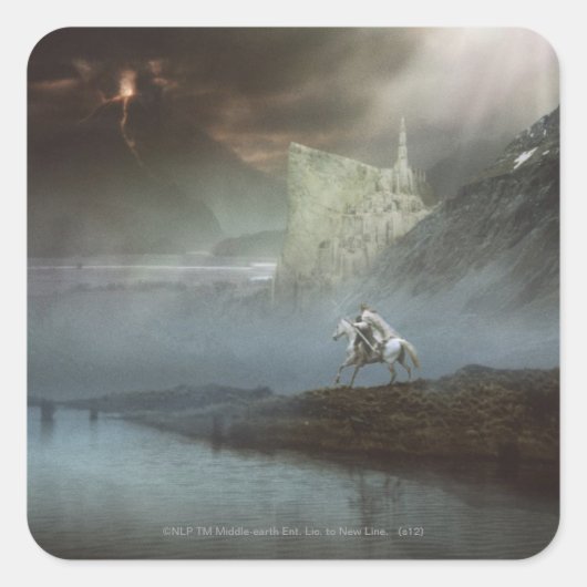 GANDALF™ bringt Hobbits in bewachte Städte Quadratischer Aufkleber (Vorderseite)