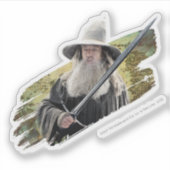 Gandalf mit Schwert grün Aufkleber (Vorderseite)