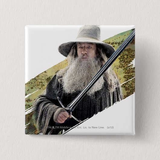 Gandalf mit Schwert grün Button (Vorderseite)