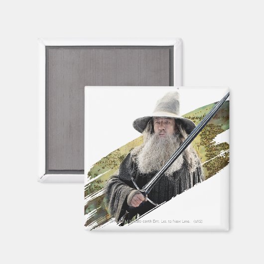 Gandalf mit Schwert grün Magnet (Vorderseite/Rückseite)