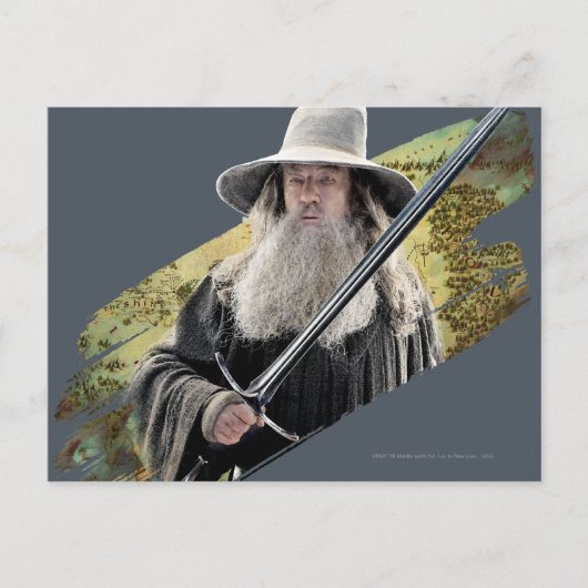 Gandalf mit Schwert grün Postkarte (Vorderseite)