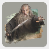 Gandalf mit Schwert Quadratischer Aufkleber (Vorderseite)
