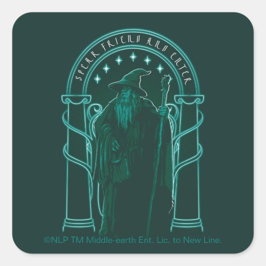 GANDALF™ "Speak Friend And Enter" Doors of Durin Quadratischer Aufkleber (Vorderseite)