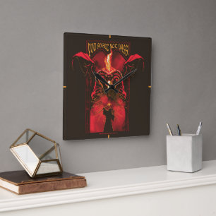 GANDALF™ Vs Balrog "Du sollst nicht passieren" Gra Quadratische Wanduhr
