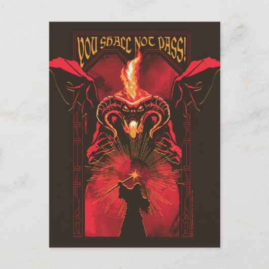 GANDALF™ VS Balrog "You will not pass" Grafik Postkarte (Vorderseite)