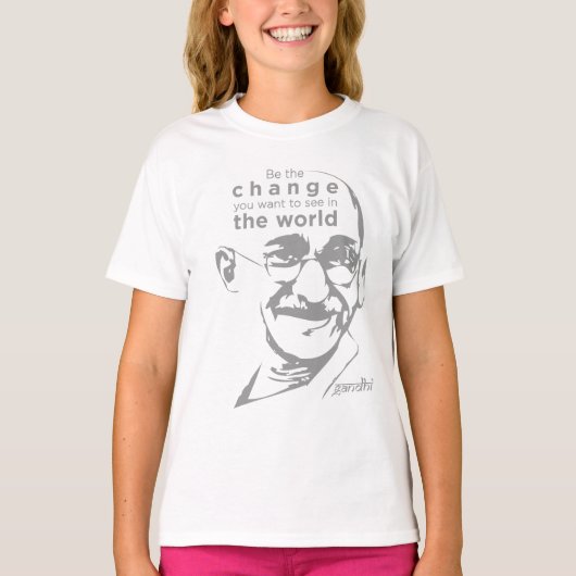 Gandhi Änderung das Weltweiß T-Shirt (Vorderseite)