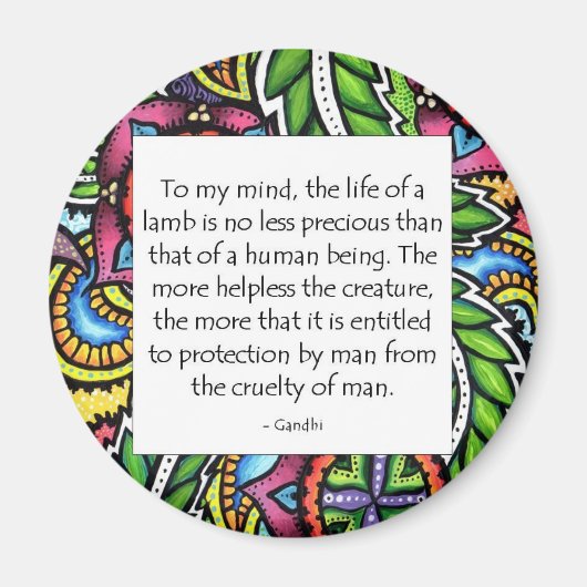 Gandhi Animal Zitat Magnet (Vorne)