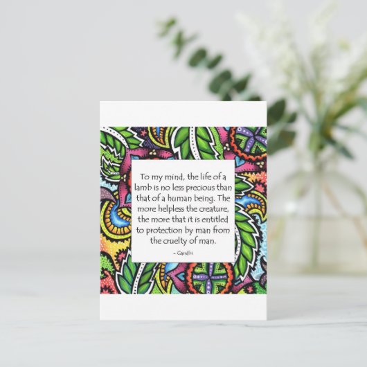 Gandhi Animal Zitat Postkarte (Stehend Vorderseite)