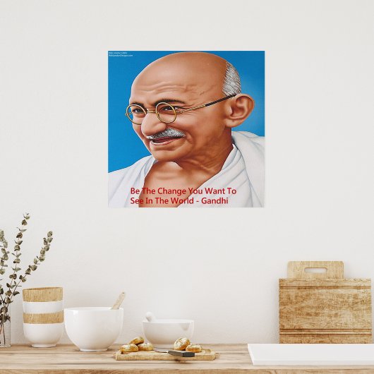 Gandhi & Be the Change Quote Poster (Küche)