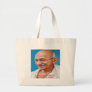 Gandhi & Be the Change Zitat Jumbo Stoffbeutel
