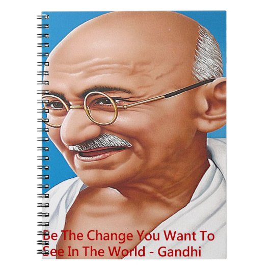 Gandhi & Be the Change Zitat Notizblock (Vorderseite)