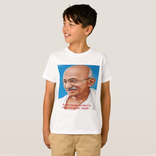 Gandhi & Be the Change Zitat T-Shirt (Vorne ganz)