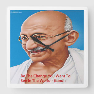 Gandhi & Be The Change Zitat Wanduhr