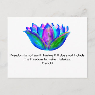 Gandhi Freedom Zitat mit Lotus Blossom Foto Postkarte